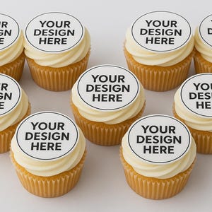 Personalised Edible Image Printing – 12 x 2.5 Inch (6.35cm) Round Pre-cut Cupcake Toppers
