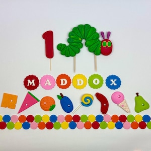 Fondant Hungry Caterpillar Cake Topper Set With Personalised Name & Number