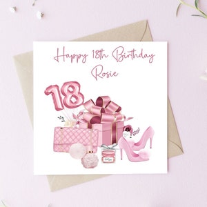 6x6 Personalisierte Rosa Mode, Alterskarte, Ihr Geburtstag, Beziehungskarte, 18. , 21. Karte, personalisierte Namenskarte, Schicke Geburtstagskarte