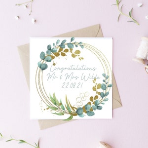 Carte de mariage personnalisée, carte de M. et Mme, carte de date de mariage, carte 6 x 6, gamme Hermena, cartes de mariage, cartes pour couples