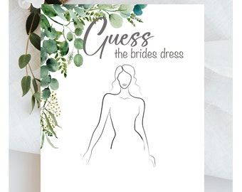 Hen Party Games Guess the Dress Design Card Hen Party RHEA Range Accessories Keepsake Gift Hen Party Games Botanical  Bride To Be