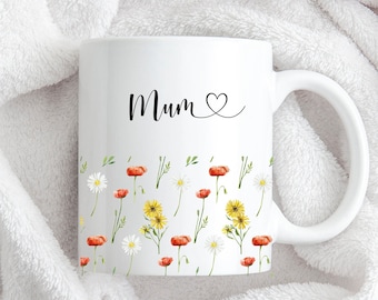 Personalised Floral Themed Mug, Mum, Gifts for her, Floral print Mug,Mum Gift, Secret Santa, Personalised Mug, Personalised Cup, Mothers Day