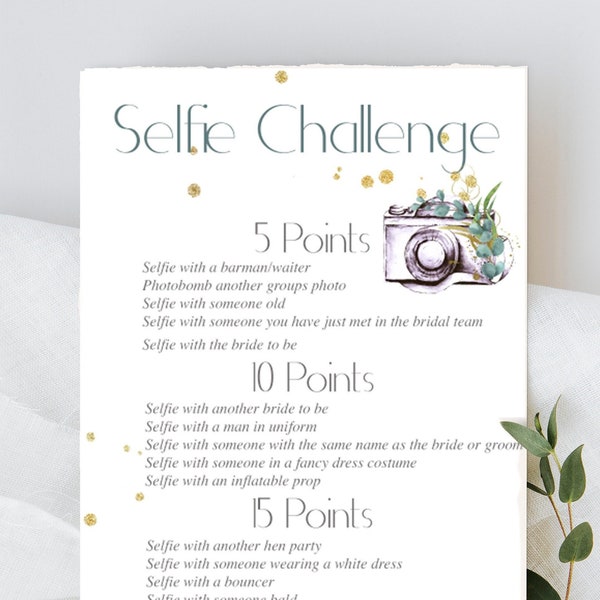 Selfie Challenge,Hen Party Games, Card Hen Party, HERMENA Range Accessories Keepsake Gift ,Hen Party Games, Botanical, Bride To Be