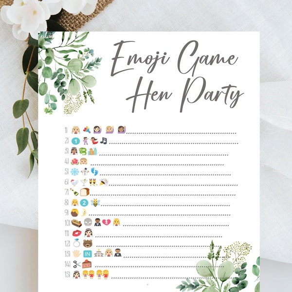 Hen Party Games Emoji Game, Ice breaker, Game Hen Party RHEA Range Accessories Keepsake Gift Hen Party Games Botanical  Bride To Be