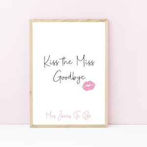 Kiss the Miss Goodbye Hen Do Gift | Personalised Gift | Custom Hen Party Game Print | Bride To Be Bridal Shower Hen Party Game l Unframed