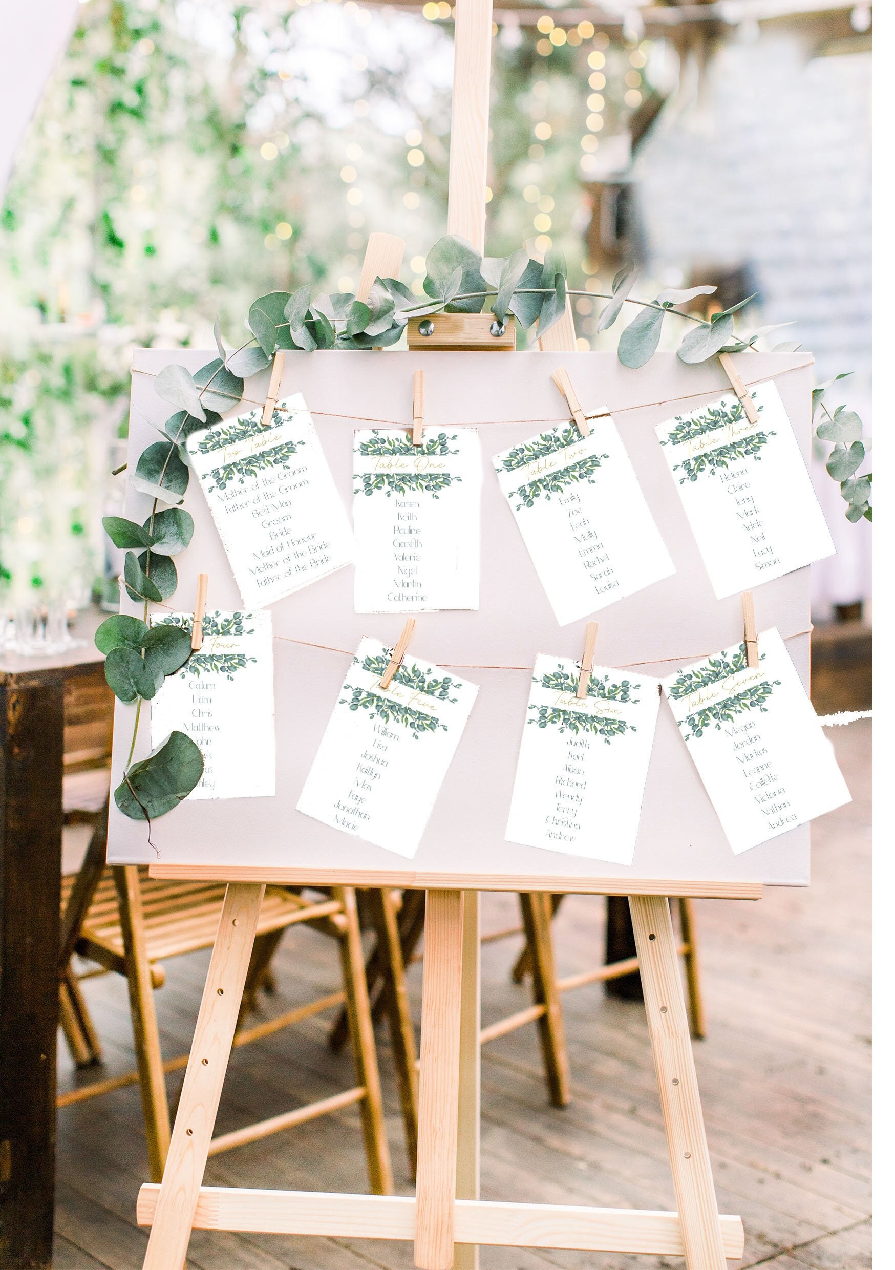 Guest Seats Eucalyptus Greenery Minimalist Wedding Table Plan A1 Fully PRINTED & POSTED Event Personalised Sign RHEA Range Unframed