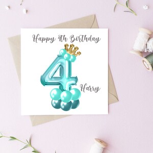 Carte d'âge personnalisée 6 x 6 ans, son anniversaire, carte d'enfant, carte à thème ballon, carte personnalisée, anniversaire bleu, carte d'âge, carte de visite
