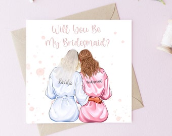 Personalised Will You Be My Bridesmaid Card, Bridal Party Proposal, 6X6 Card Bridesmaid Keepsake Card, Team Bride, Bridal Party Gift