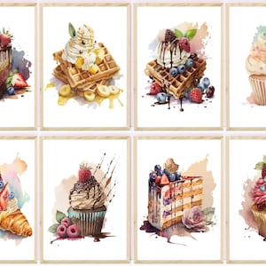 Dessert, Baking, Cake Theme Poster Prints, Mix and Match Prints, Food Wall Art, Food Print,  Kitchen Art, Dessert Poster