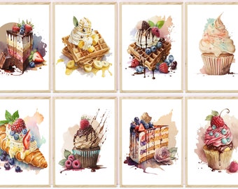 Dessert, Baking, Cake Theme Poster Prints, Mix and Match Prints, Food Wall Art, Food Print,  Kitchen Art, Dessert Poster