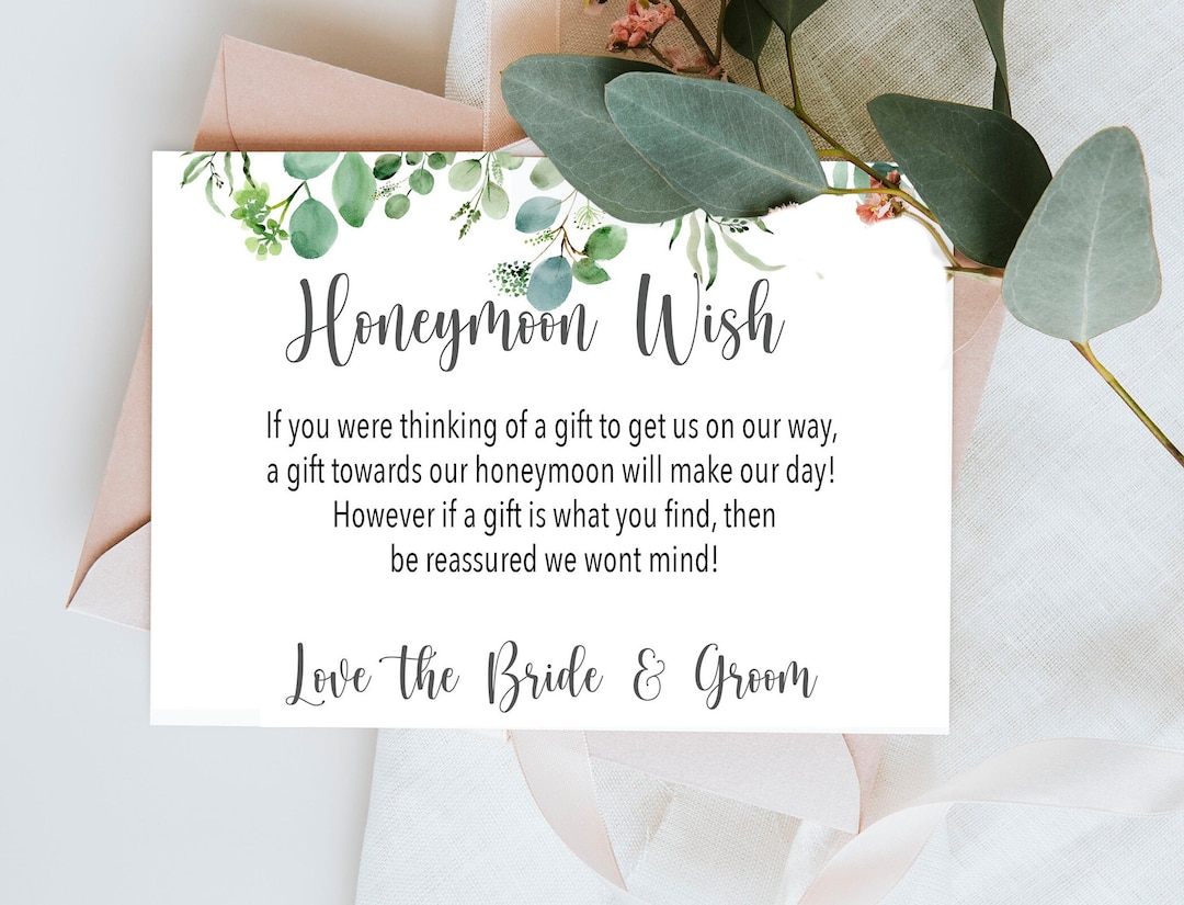 Weddng, Honeymoon Wsh Card, Weddng Money Poem, Honeymoon Fund Card