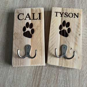 Personalised Engraved Dog Lead Hook, Recycled Wood, Pet Hook image 4