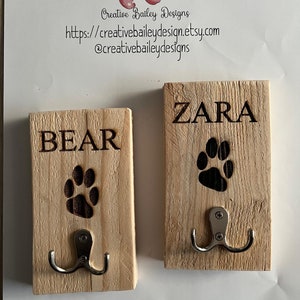 Personalised Engraved Dog Lead Hook, Recycled Wood, Pet Hook image 5