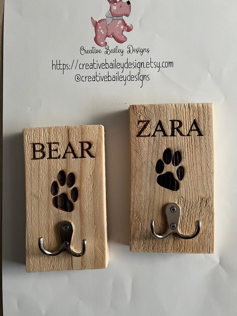 Personalised Engraved Dog Lead Hook, Recycled Wood, Pet Hook image 5