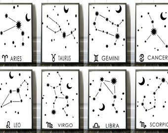 Star Sign Zodiac Print, Zodiac poster, Zodiac Print, Home Decor | Horoscope, Astrology Print, Star Sign Wall Art, wall Poster
