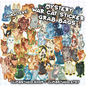 Mystery War Cat Sticker Grab Bags - 50+ Characters, 2" Stickers, Birthday Party Gifts