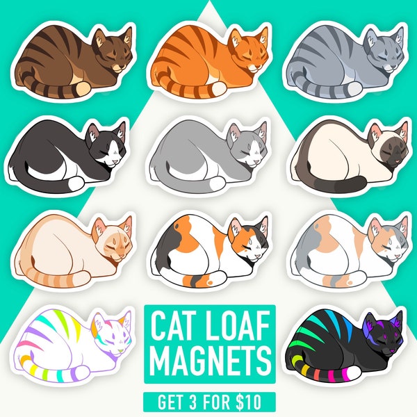 Cat Loaf - Vinyl Magnets, Fridge Magnets, Cat Lover Decor, Cat Gifts