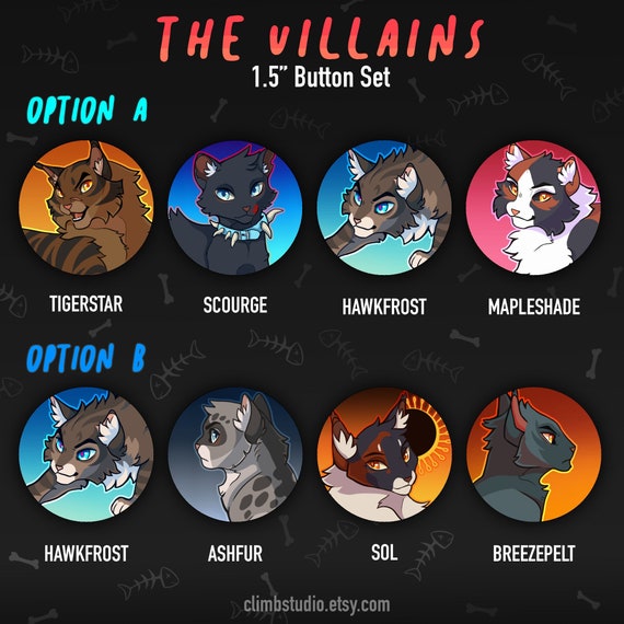 Warrior Cats Button Pack VILLAINS 