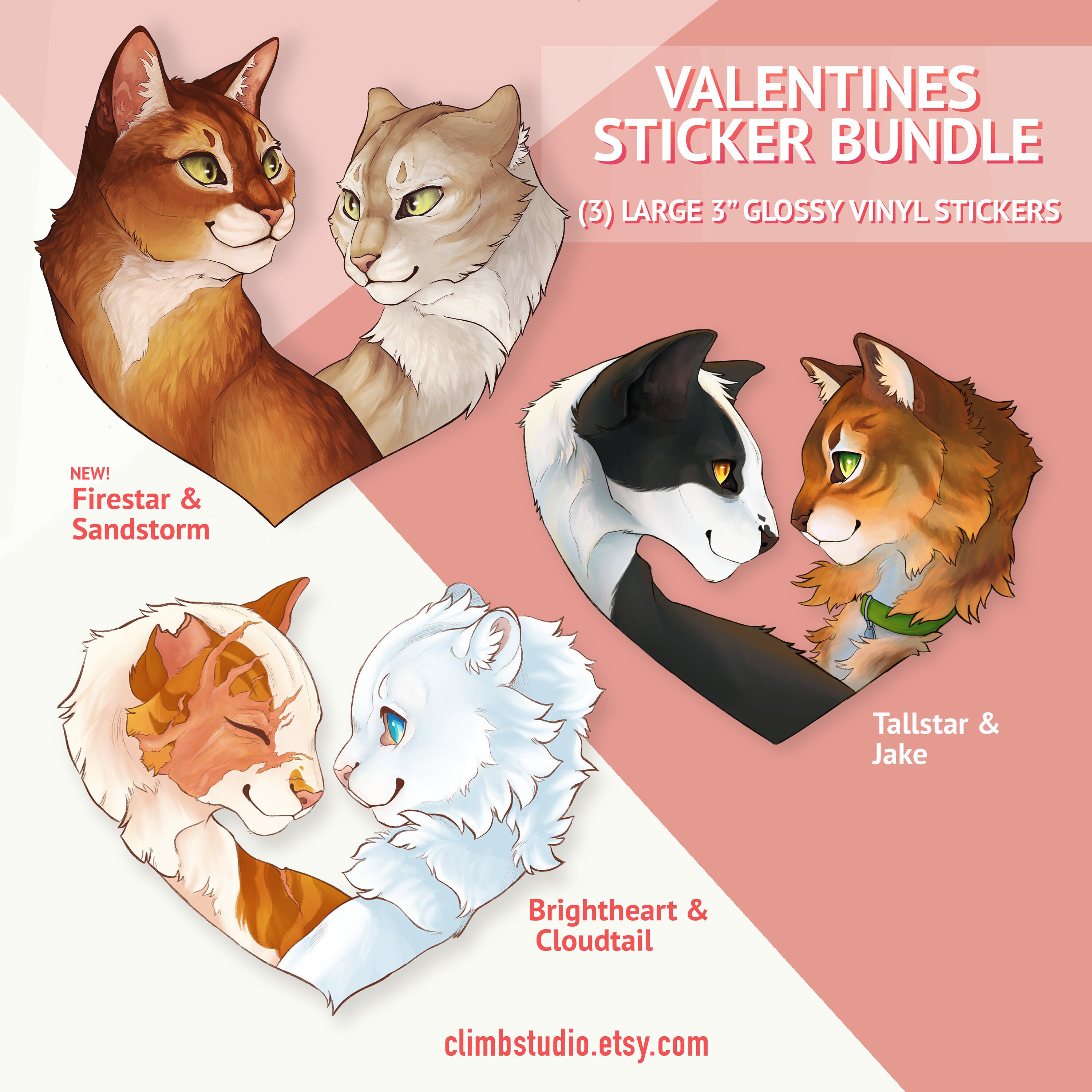 Warrior Cats Valentines Stickers Etsy Warrior Cats Valentines Stickers Etsy