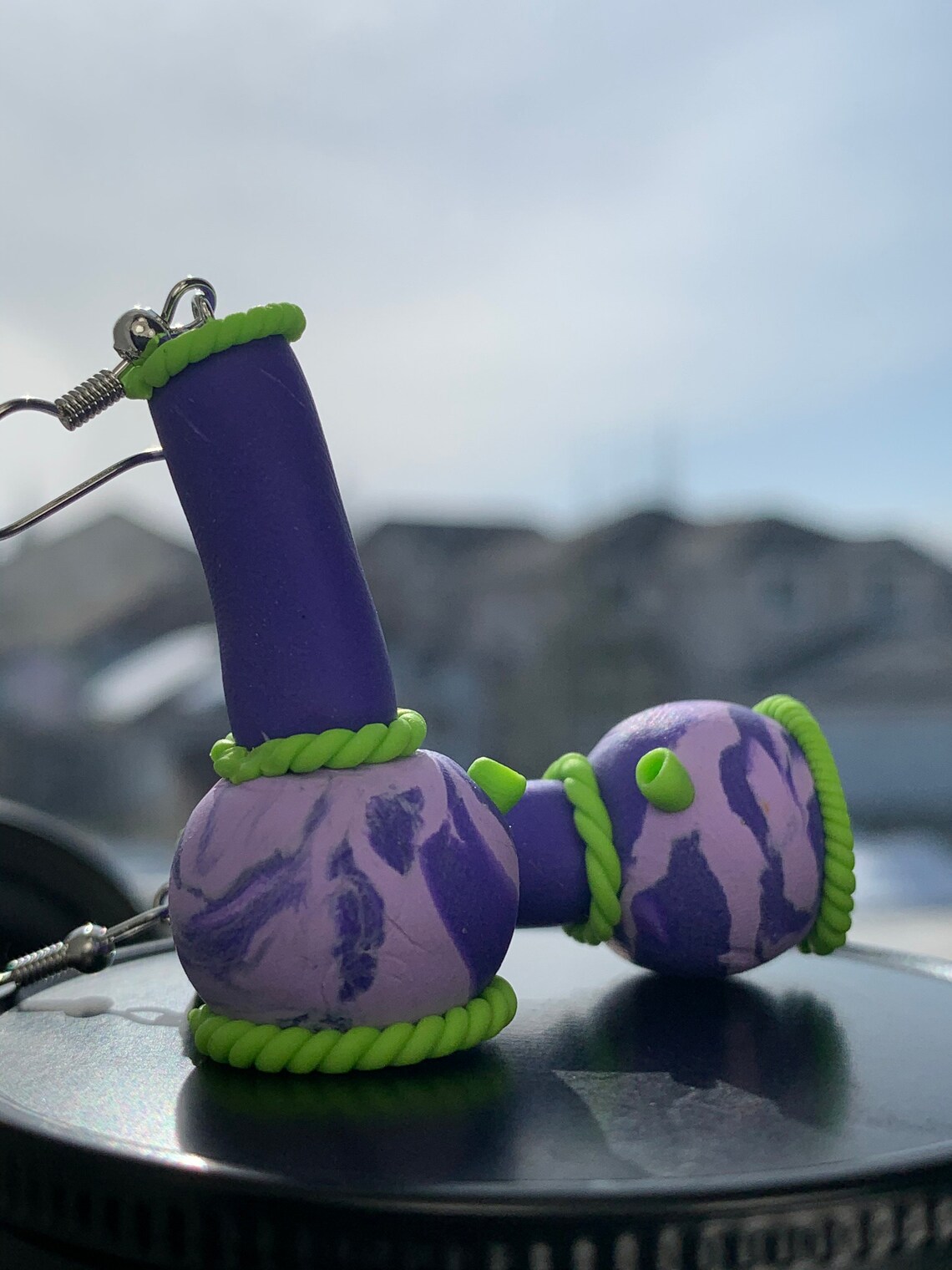 Purple Kick Bong Earrings 18mm Etsy