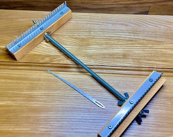 Adjustable Weaving  Loom 11.8” x 6.5” + Weaving needle, Tapestry Portable loom, Table loom kit