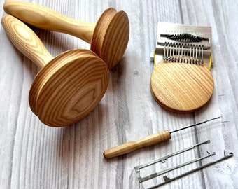 Darning kit: Speedweve + 2 Darning Mushrooms + Darner Ladder hook, Speedweve set, Darning loom, Darning mushroom, Small loom, Darning tools