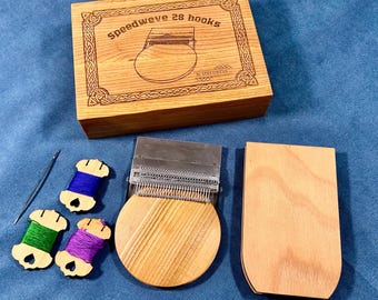 Speedweve loom 28 hooks with Wooden gift box, Darning sewing kit