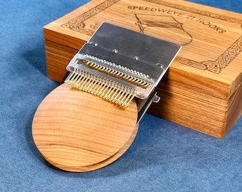 Darning Loom 21 Brass Hooks in Solid Wood Box