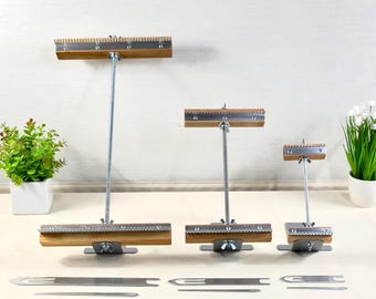 Adjustable Tabletop Pocket Weaving Looms Kit - Table Stand with Clamps + Metal Weaving Shuttles + Weaving Needles
