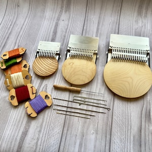 Set of 3 Darning Looms for  3.35" x2.95”, 2.95”x2.95”, 1.77”x1.77”, Speedweve Weaving kit + Ladder darner hooks set, Small loom for patches