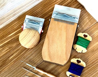 Darning craft kit - Mending Loom 21 and 14 hooks for Repair Jeans, Textile Repair