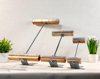 Juego de telares de mesa ajustables con soporte y abrazaderas + lanzaderas metálicas + agujas de tejer