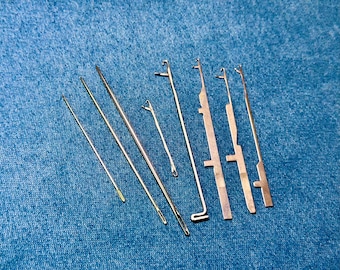 Darning Needles Set: 3 needles + 5 The Run Mender Latch Hooks, Latch hook for Knitting Repair, Ladder darner tool kit, Latchet tool