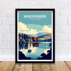 Windermere Art Print | Windermere Poster | Windermere Wall Art | Travel Print| Windermere Print | Lake District Poster |Lake District Prints