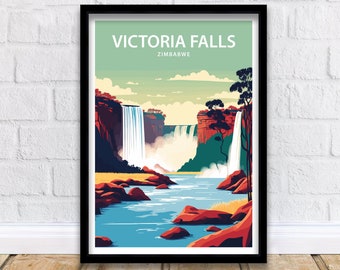 Victoria Falls Kunstdruck | Victoria Falls Poster | Victoria Falls Poster | Reise Poster | Afrika Reise Poster | Simbabwe Poster | Wasserfall