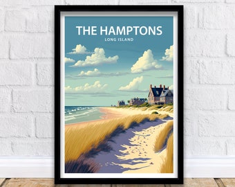 The Hamptons Art Print | The Hamptons Poster | Home Decor | Suffolk County | Long Island Art | Long Island Wall Art | Hamptons Beach