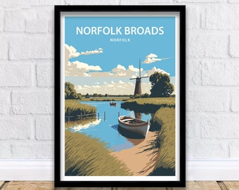 Norfolk Broads Travel Print Wall Art Norfolk Broads Travel Poster Gift For Norfolk Broads Scenery Wall Art Norfolk Broads Wall Art Gift