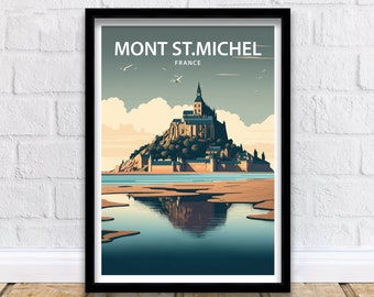 Mont St Michel Art Print | Mont St Michel | Mont St Michel Poster| Travel Poster | Mont St Michel Art | Travel Print | Home Decor|Wall Decor