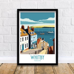 Whitby Travel Print Wall Art Whitby Yorkshire Wall Hanging Home Decoration Whitby Yorkshire Gift Art Lovers Print Whitby Yorkshire Cityscape