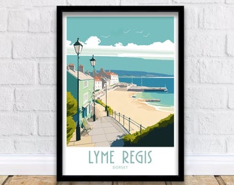 Lyme Regis Travel Print Lyme Regis Home Décor Lyme Regis Dorset Art Print Lyme Regis Room Print For Lyme Regis Gift Wall Decor Lyme Regis