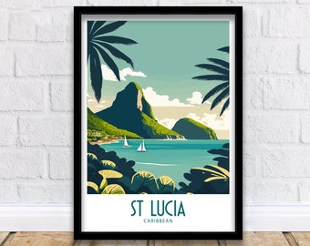 St Lucia Travel Print | St Lucia | St Lucia Print | St Lucia Art | St Lucia Poster | Saint Lucia Print | Saint Lucia | St Lucia Wall Art