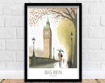 Big Ben Art Print | Big Ben | London Print | London Wall Art | Big Ben Print | London Travel Poster | Big Ben Wall Art | Big Ben Poster