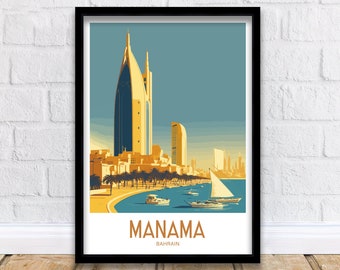 Manama Bahrain Travel Print Wall Art Manama Travel Poster Gift For Manama Scenery Wall Art Manama Bahrain City Wall Art Gift Manama Bahrain