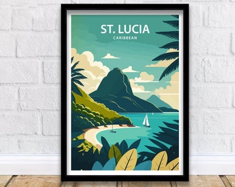 St Lucia Travel Print | St Lucia | St Lucia Print | St Lucia Art | St Lucia Poster | Saint Lucia Print | Saint Lucia | St Lucia Wall Art