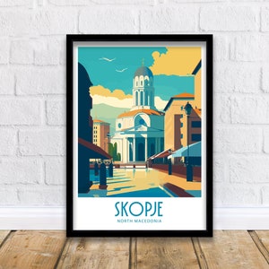 Skopje Travel Print Skopje Macedonia Wall Art Skopje Home Living Decor Skopje Macedonia Illustration Travel Poster Gift For Skopje Macedonia