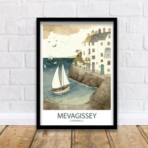 Mevagissey Art Print |  Mevagissey | Mevagissey Harbour Print | Cornwall Print | Travel Print | Travel Poster | Cornwall Poster|Cornwall Art