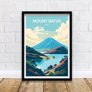 Mount Batur Travel Print Mount Batur Wall Art Mt Batur Bali Home Living Decor Mt Batur Bali Illustration Travel Poster Gift For Mt Batur Art