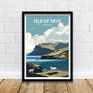 Impresión artística de la isla de Skye / Impresión de Escocia / Arte de la isla de Skye / Arte mural de Escocia / Póster de viaje / Impresión de paisaje / Póster de la isla de Skye