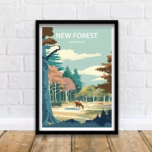Neuer Wald Kunstdruck | Neuer Wald | Hampshire | Nationalforst | Pony Kunstdruck | Neuer Walddruck | Neue Waldpony | Neues Waldposter