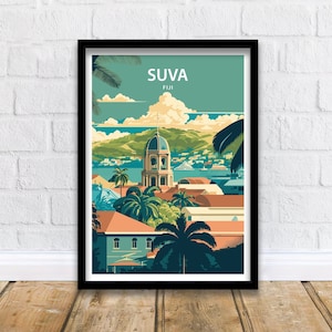 Suva Travel Print Suva Fiji Wall Art Suva Home Living Decor Suva Fiji Illustration Travel Poster Gift For Suva Fiji Travel Poster Wall Decor